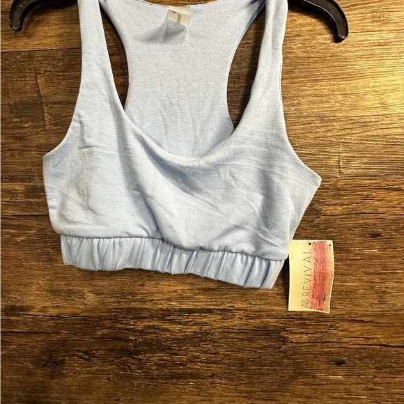 AS REVIVAL Sky Blue Seamless Sports Bra with Racerback and Elastic Support XS - Picture 1 of 5